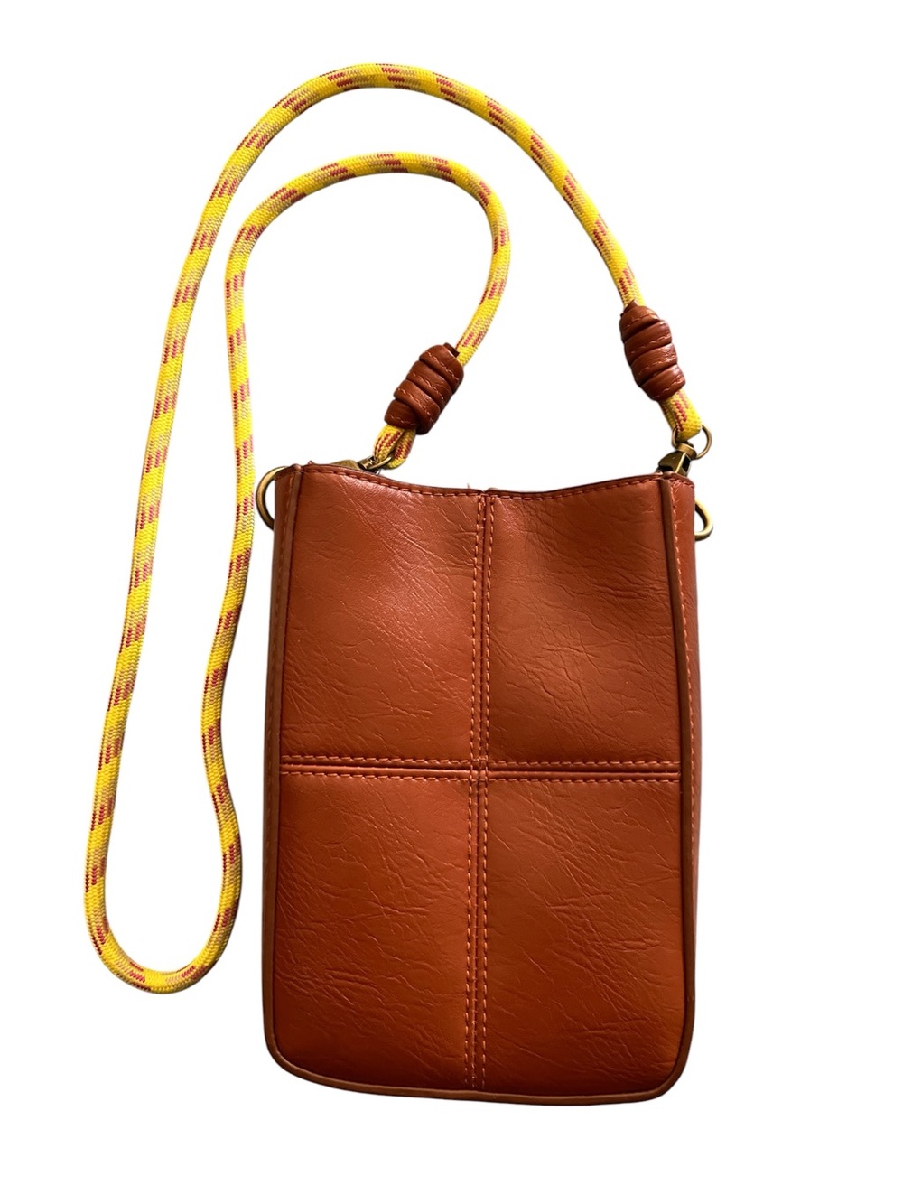 NEW Universal Thread Brown Crossbody with Yellow Accent Bungee Rope Strap